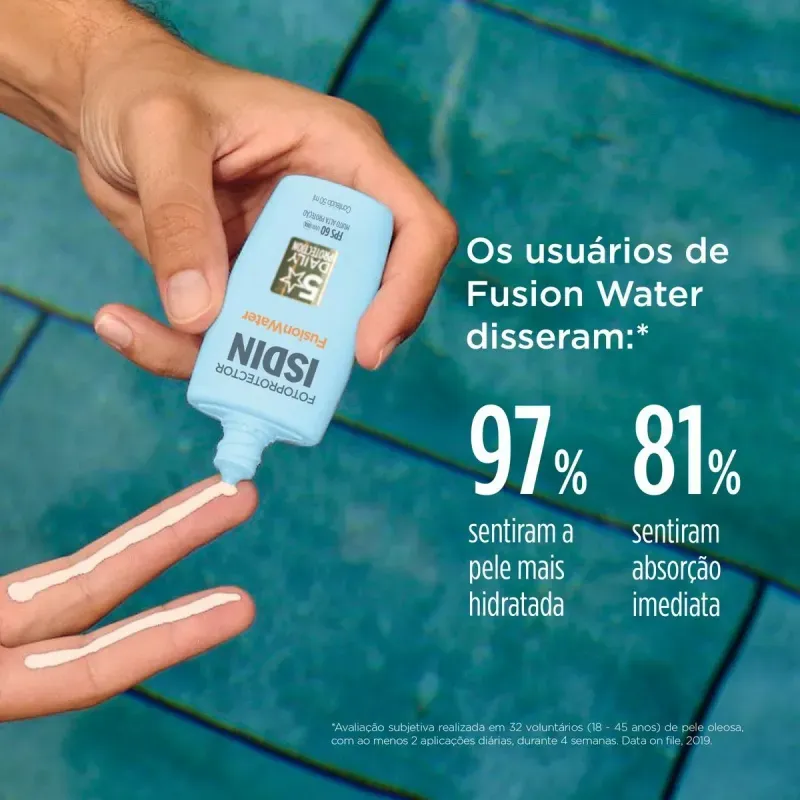 Protetor Solar Facial Fusion Water FPS 60 Sem Cor 50ml Isdin