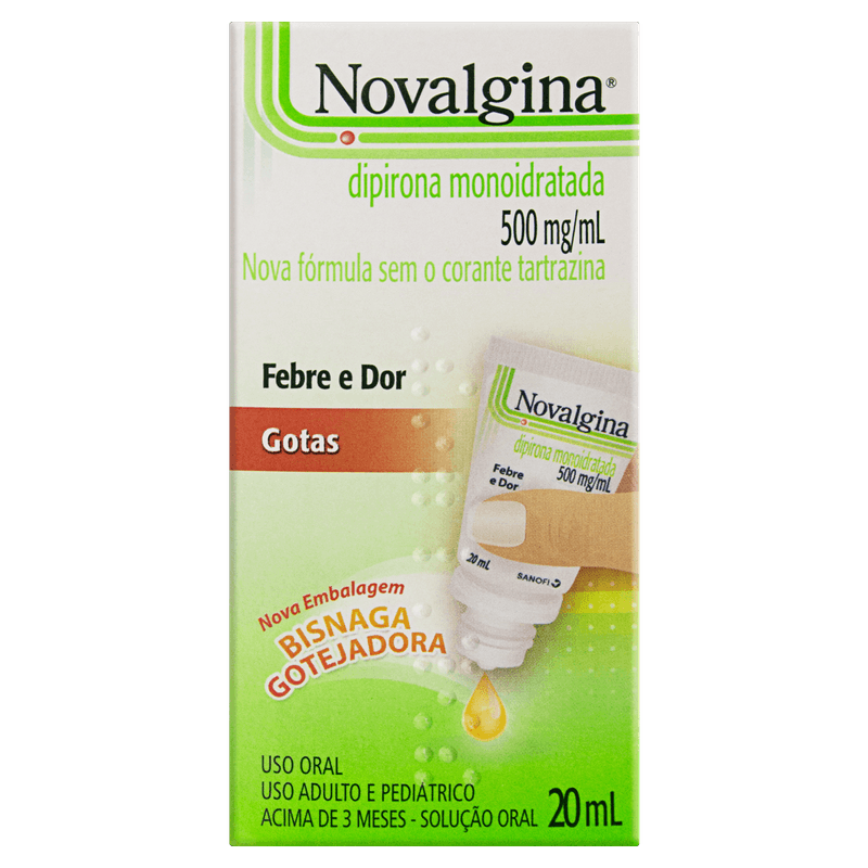 Analgésico e Antitérmico Dipirona Novalgina 500mg/ml Gotas 20ml