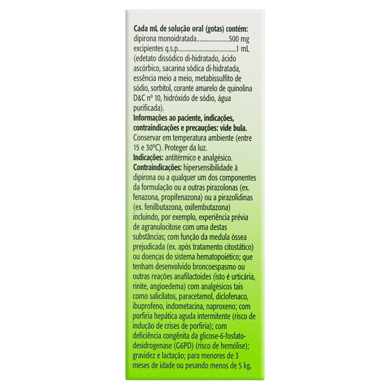 Analgésico e Antitérmico Dipirona Novalgina 500mg/ml Gotas 20ml