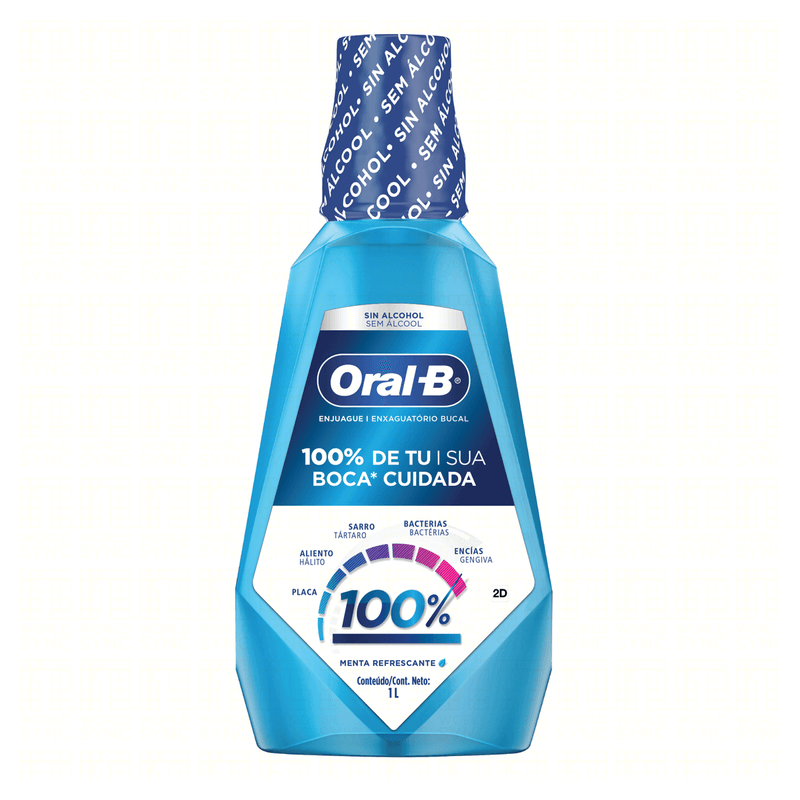 Enxaguante Bucal Oral-B 100 Sem Álcool Menta Refrescante 1L