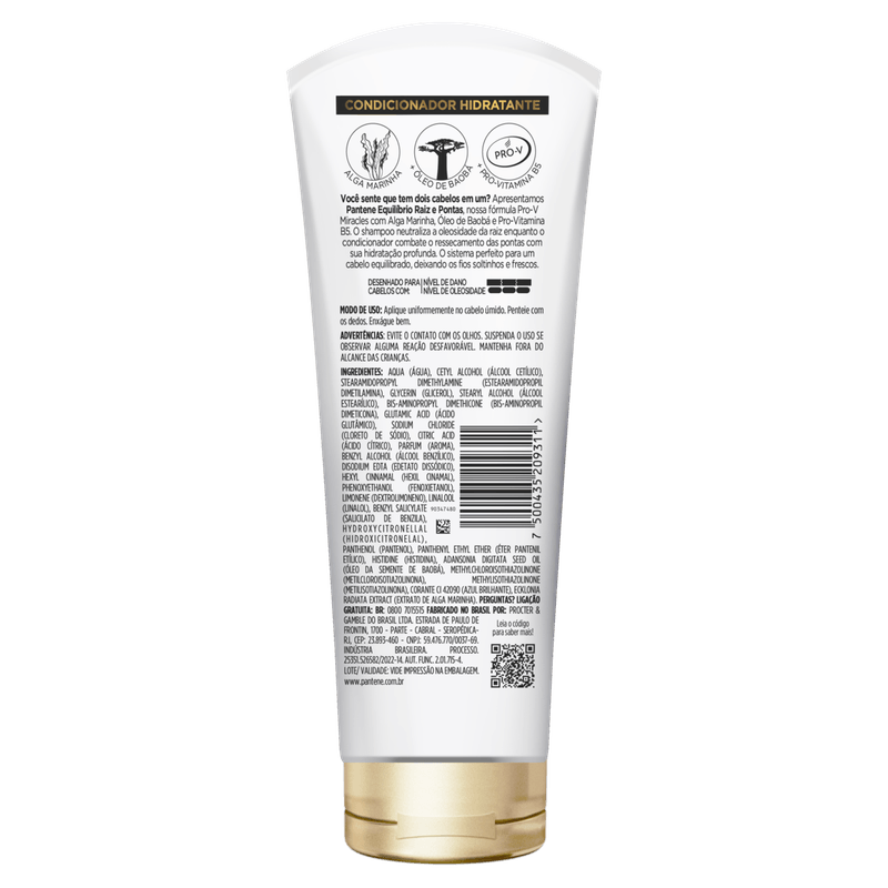 Condicionador Pantene Equilíbrio Raiz e Pontas Cabelos Mistos 250ml