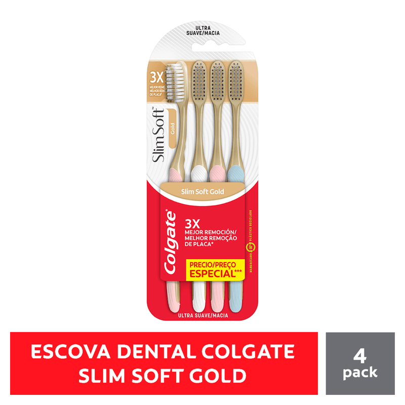 Escova de Dente Slim Soft Gold 4 Unidades Ultramacia Colgate