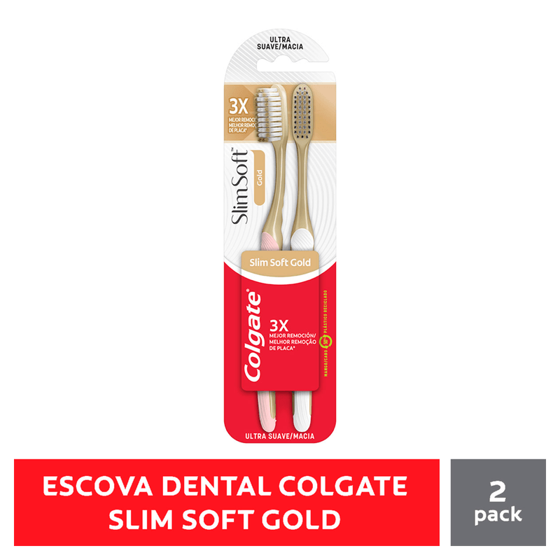 Escova de Dente Colgate Slim Soft Gold Ultramacia 2 Unidades