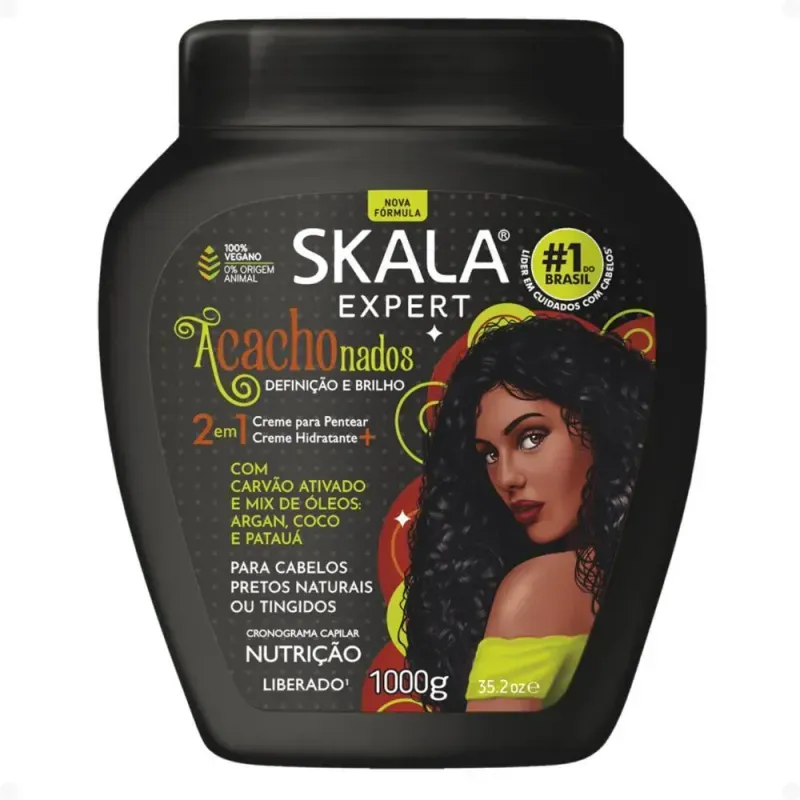 Skala Expert Creme de Tratamento Acachonados com carvão ativado e óleos nutritivos 1000g