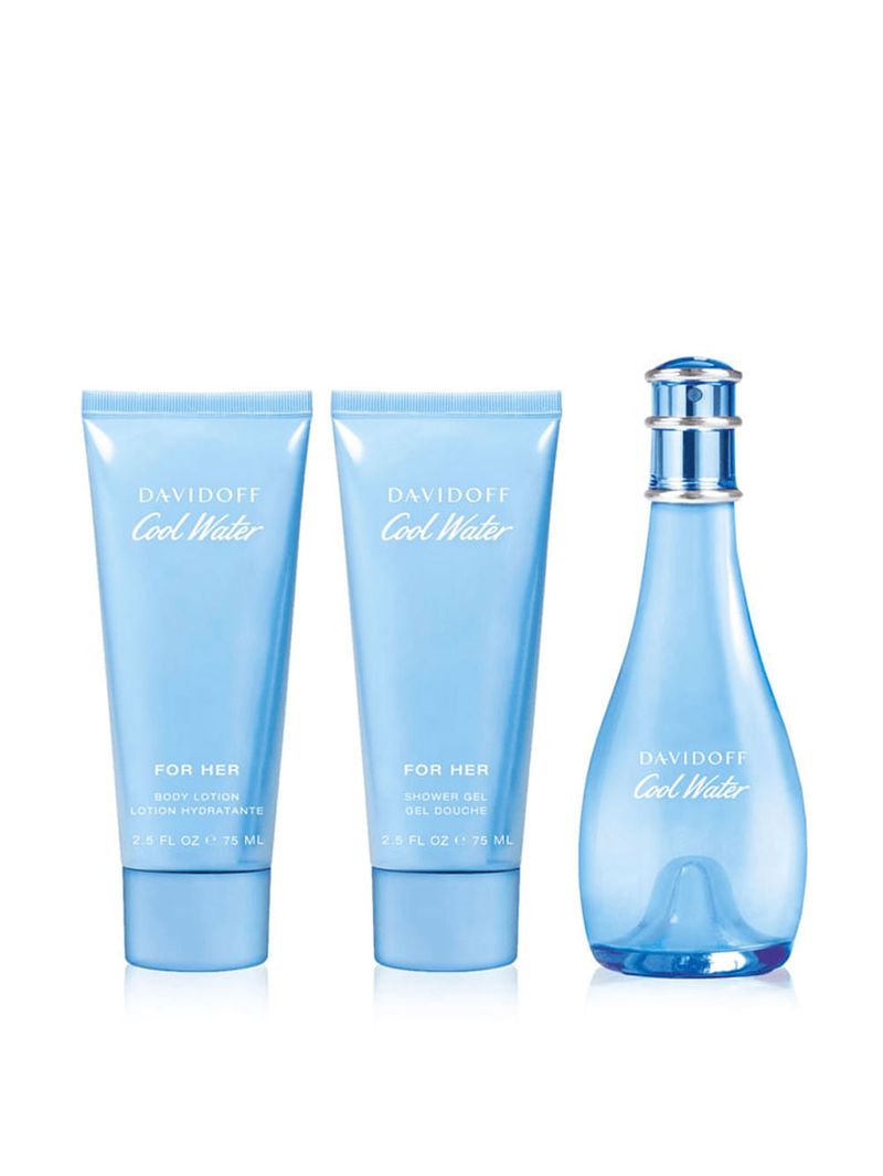 Kit Davidoff Cool Water Feminino - Edt 100ml + Lotion 75ml + Shower 75ml