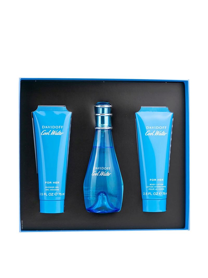 Kit Davidoff Cool Water Feminino - Edt 100ml + Lotion 75ml + Shower 75ml
