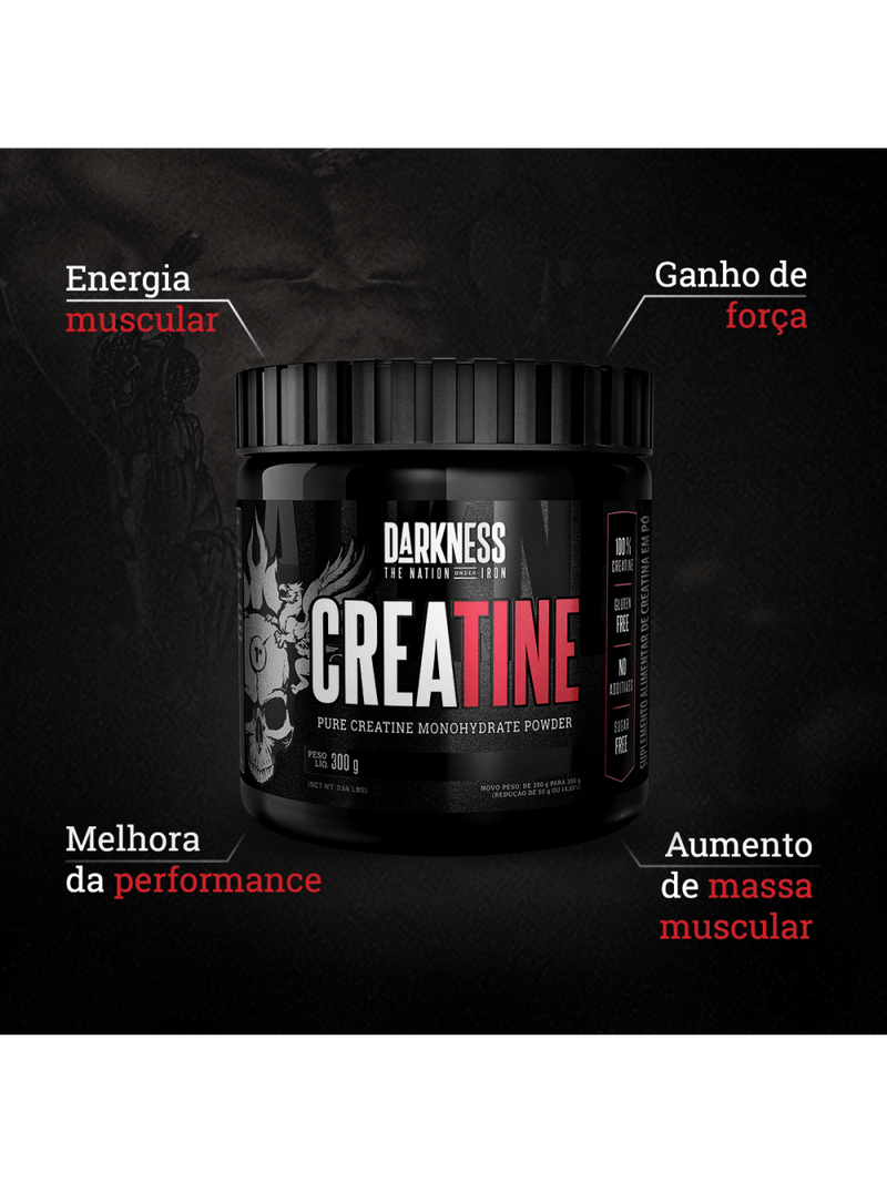 Creatina Monohidratada 300g Pó Neutro 100% Pura Darkness