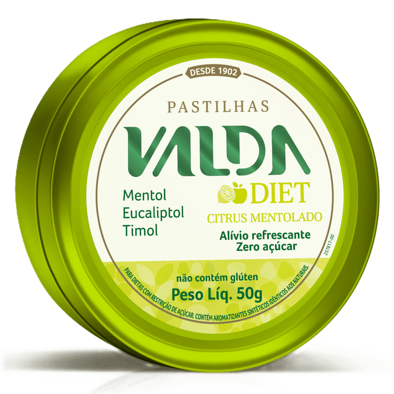 Pastilha Valda Diet Citrus Lata 50g Sem Açúcar