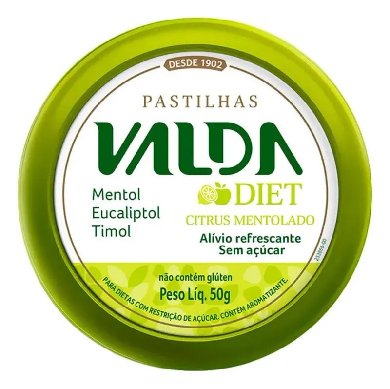 Pastilha Valda Diet Citrus Lata 50g Sem Açúcar