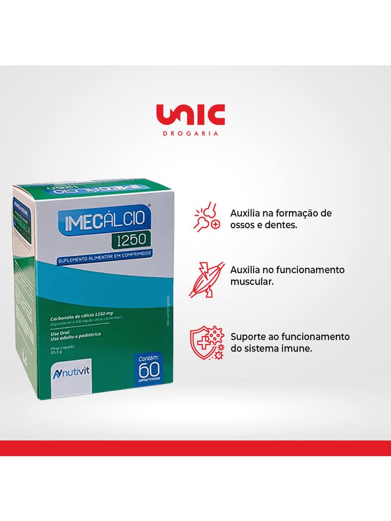 Imecálcio 1250mg C/60 Cápsulas - Nutivit