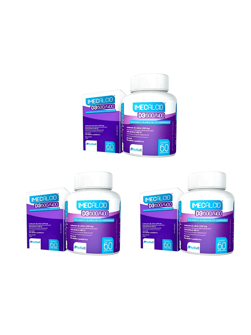 Kit 3 Caixas Imecálcio Cálcio D3 600/400mg 60 Comprimidos Nutivit