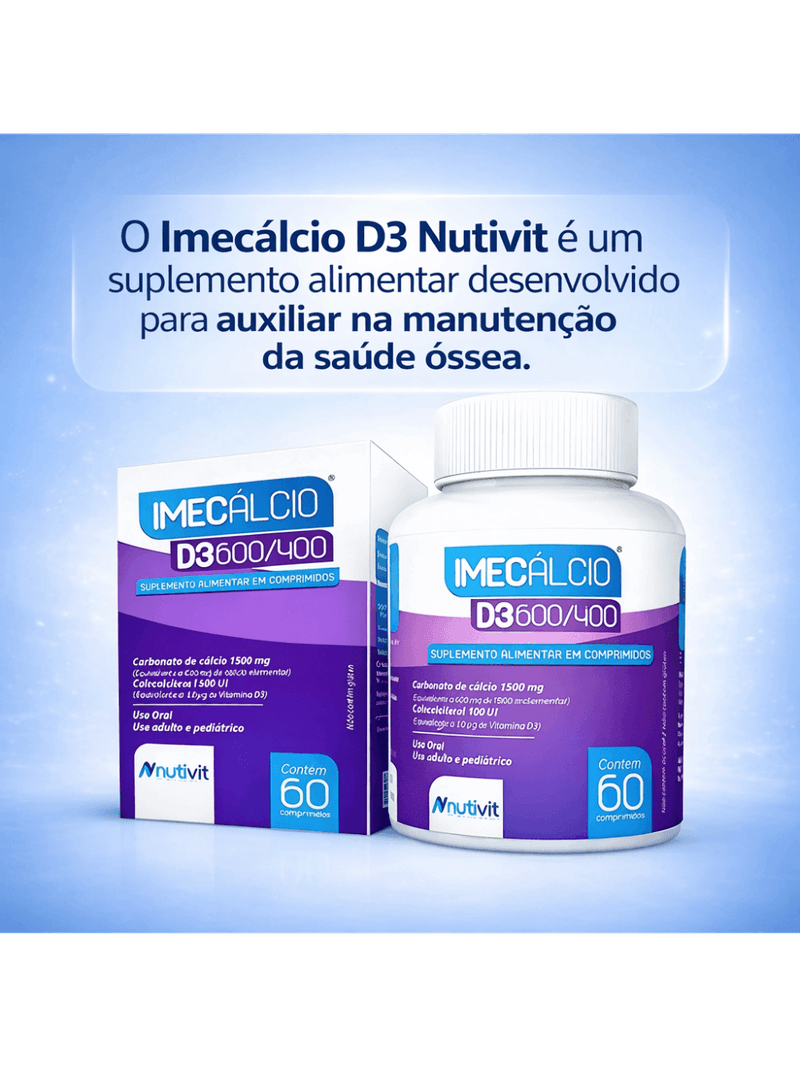 Kit 3 Caixas Imecálcio Cálcio D3 600/400mg 60 Comprimidos Nutivit