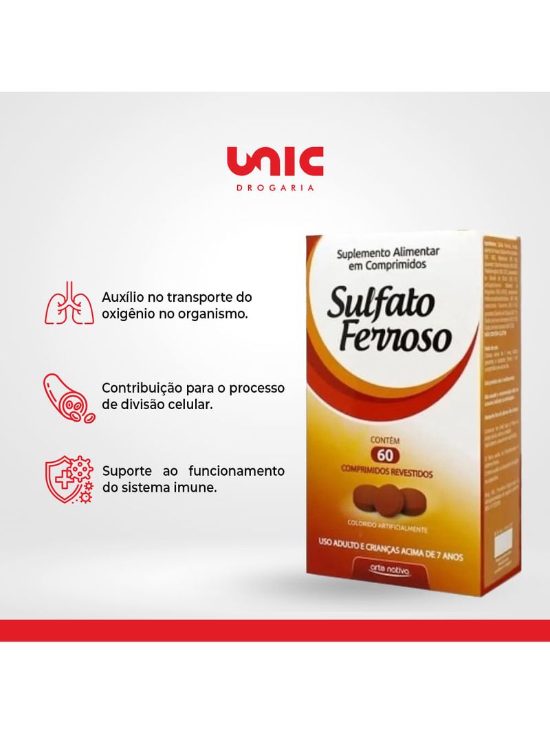 Sulfato Ferroso 270MG C/60 Comprimidos - Arte Nativa