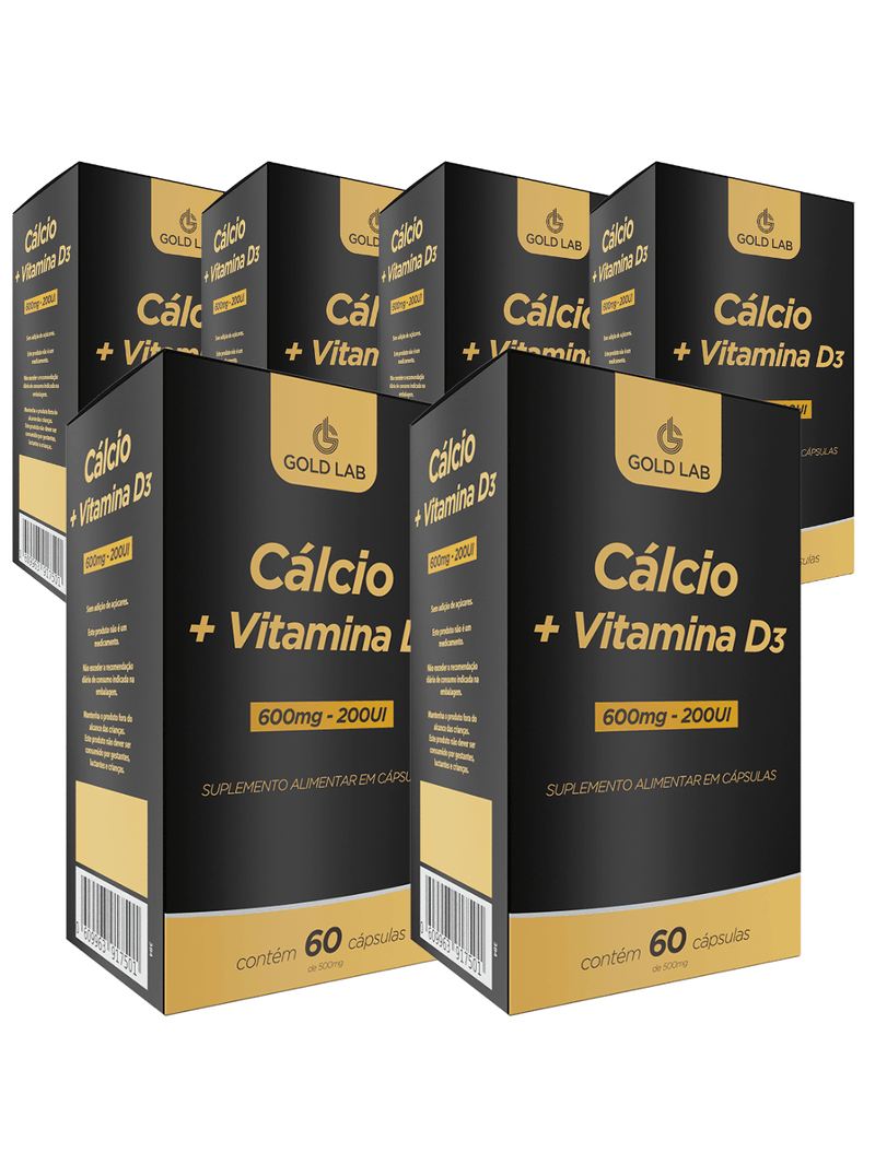 Kit C/6 Cálcio + Vitamina D3 C/60 Cápsulas - Gold Lab