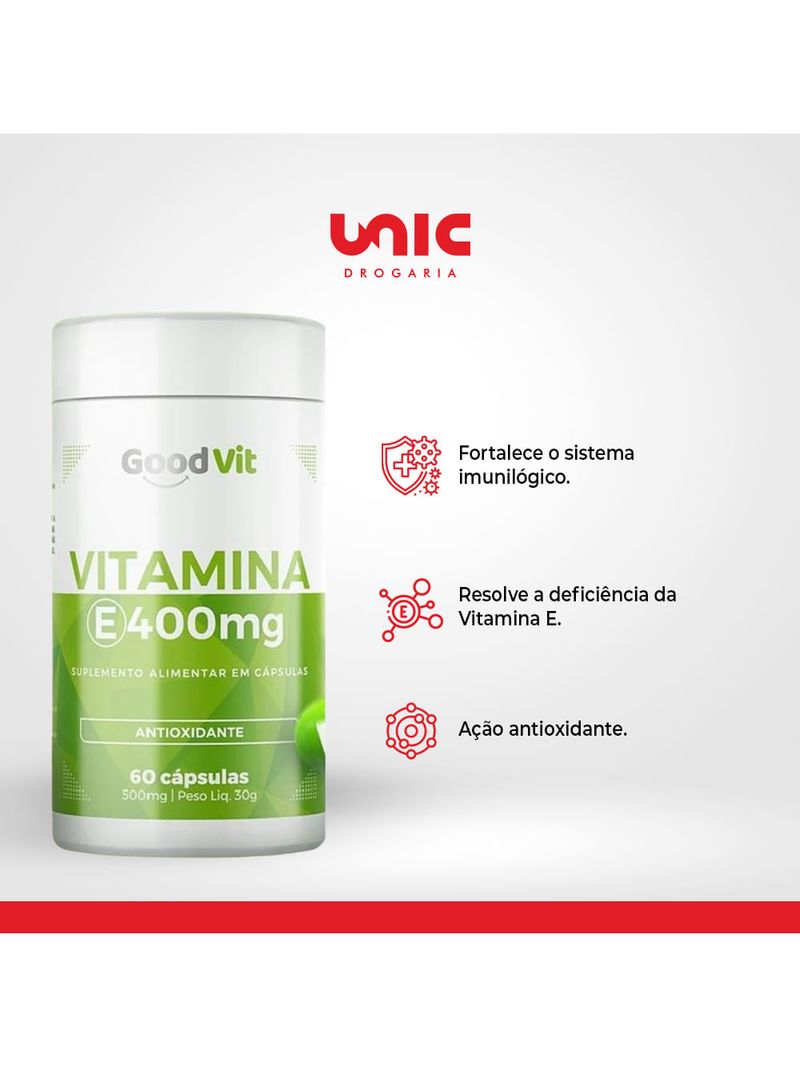 Vitamina E 400mg 60 Cápsulas Good Vit