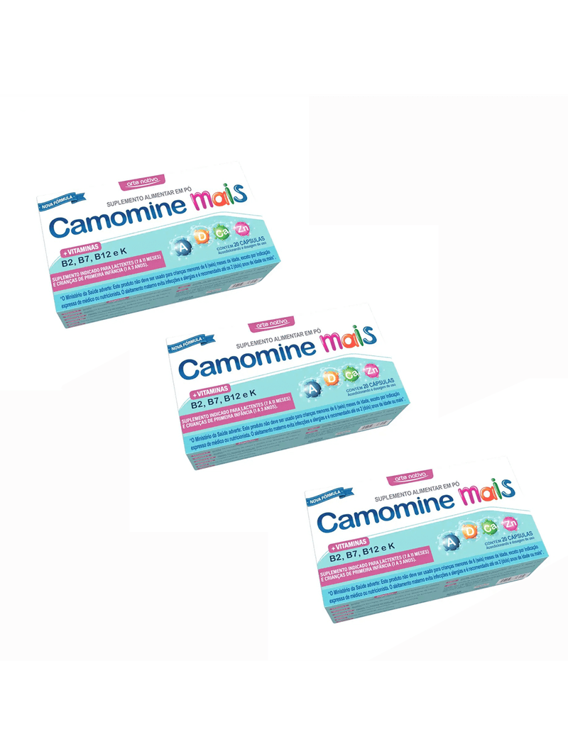 Kit 3 Caixas Camomine Mais Vitaminas 20 Cápsulas Arte Nativa
