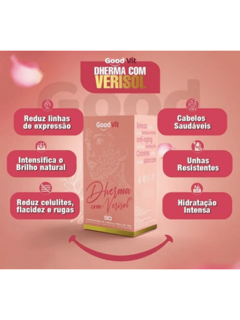 Colágeno Dherma Verisol 90 Comprimidos Pele Firme e Saudável – Good Vit