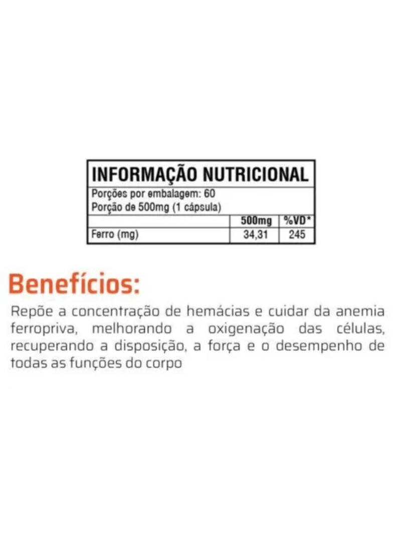 Ferro Quelato C/60 Cápsulas - Good Vit