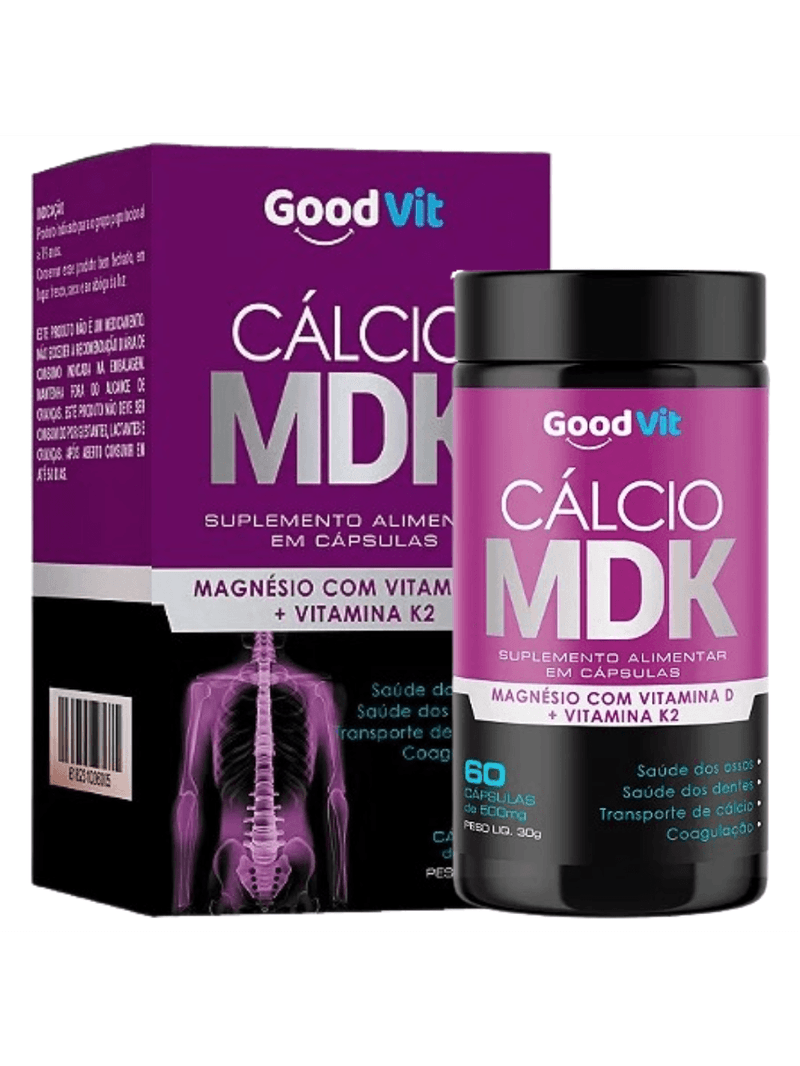 Cálcio MDK Ossos Fortes 500mg com 60 Cápsulas Good Vit