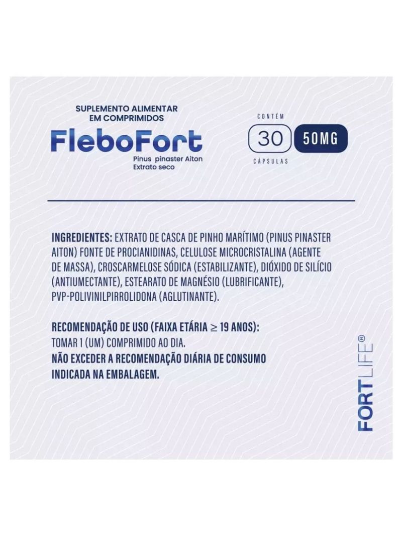 Suplemento Alimentar FleboFort com 30 Comprimidos FortLife