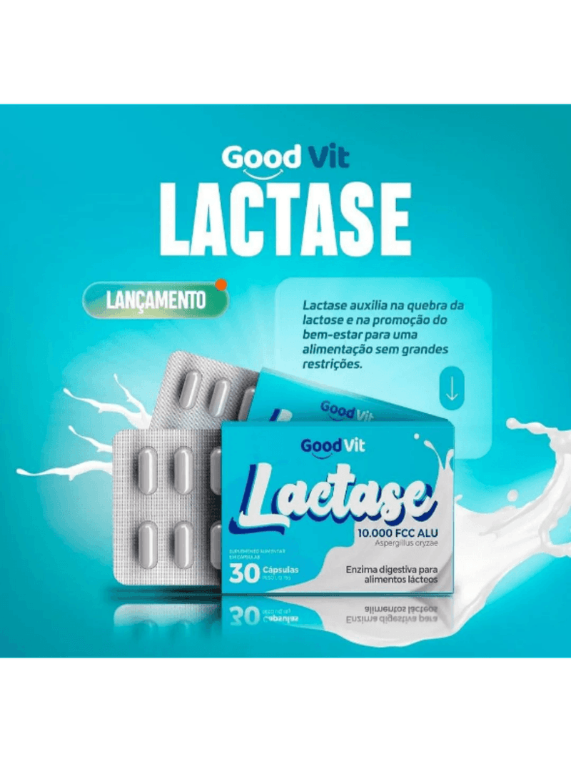 Lactase 10000 FCC Good Vit C/30 Cápsulas – Auxilia na Digestão da Lactose