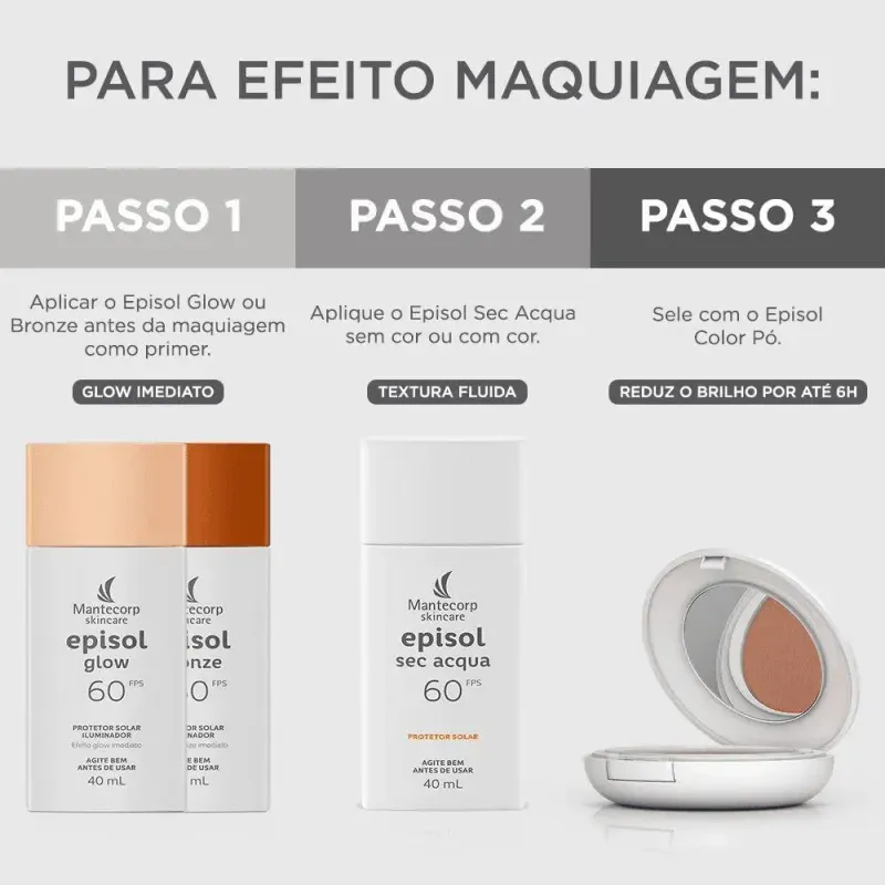 Mantecorp Skincare Protetor Solar Iluminador Episol FPS 60 40ml Bronze com efeito glow e alta proteção UVA/UVB