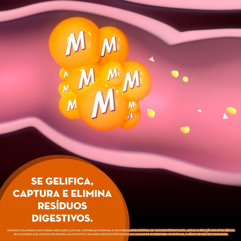 Metamucil Fibra Psyllium sabor laranja - 174g