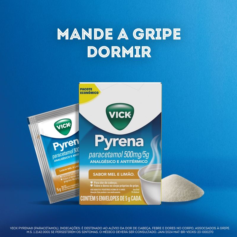 Vick Pyrena 500mg Sabor Mel Limão 5g - Vick Pyrena