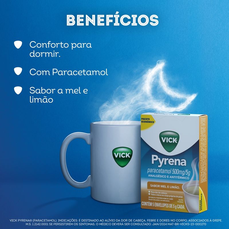 Vick Pyrena 500mg Sabor Mel Limão 5g - Vick Pyrena