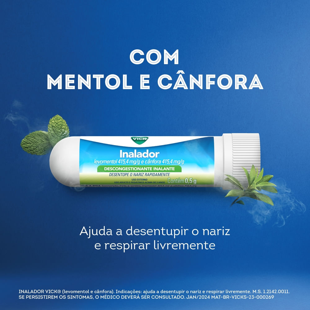 Inalador Descongestionante Nasal 0,5g Vick 1un - Drogarias Tamoio