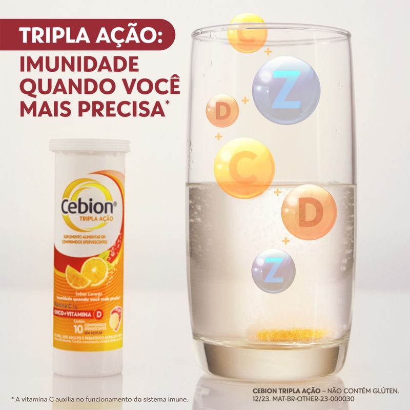 Cebion Tripla Ação Laranja - 30 Comprimidos Efervescentes