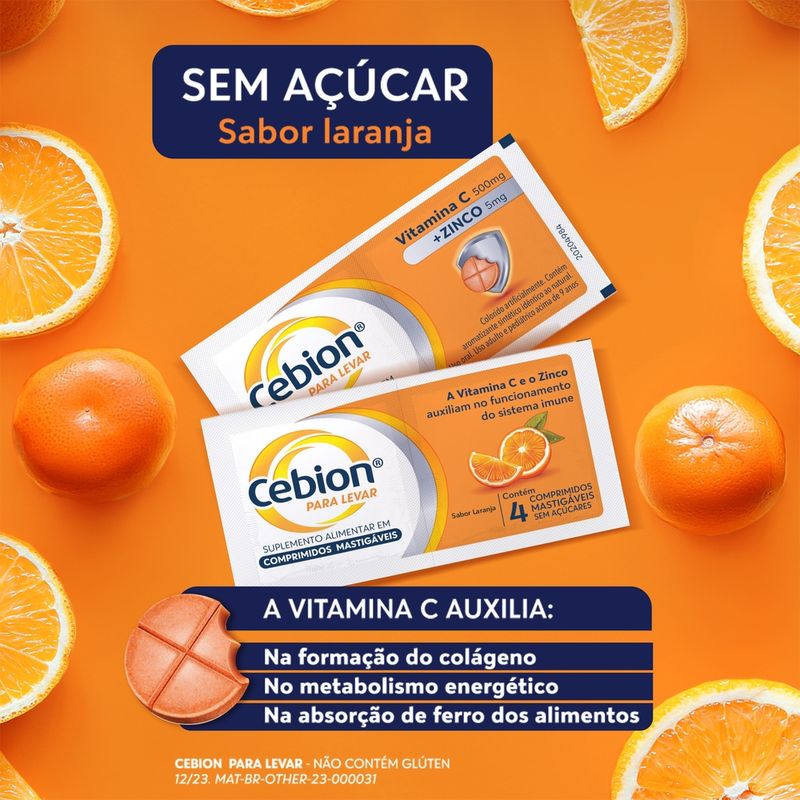 CEBION LAR VIT C+ZINCO 500MG 4CPR MAST