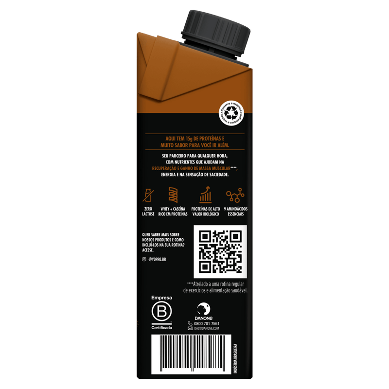 Bebida Láctea Shake Chocolate Yopro 15g de Proteínas Zero Lactose - 250ml
