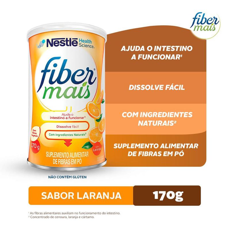 Suplemento Alimentar de Fibras Fibermais Laranja - 170g