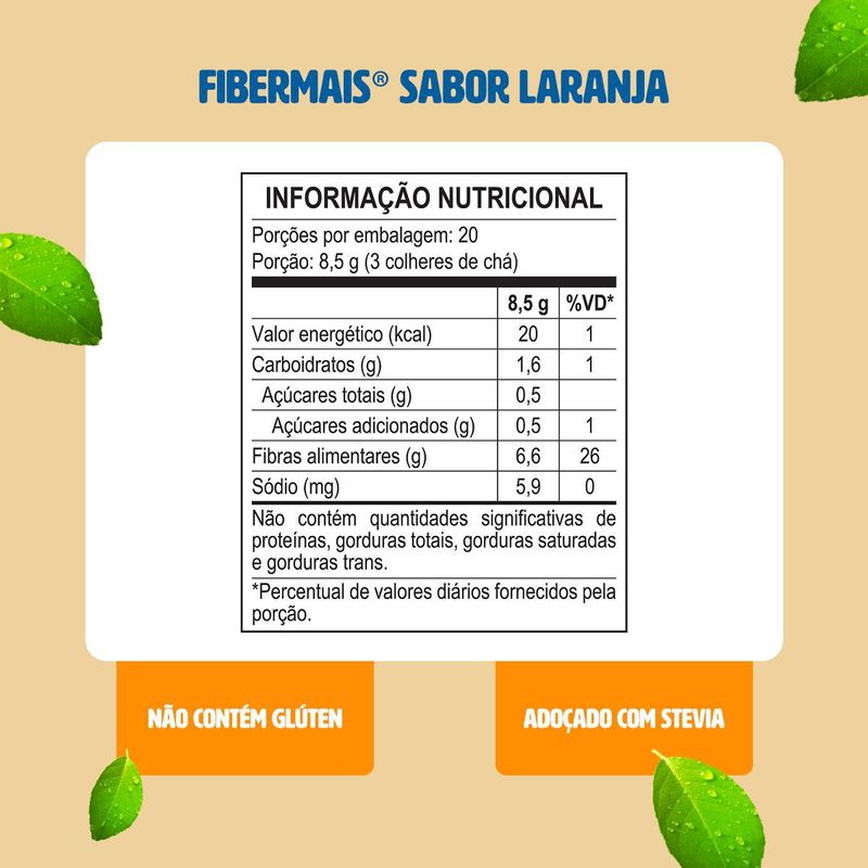Suplemento Alimentar de Fibras Fibermais Laranja - 170g
