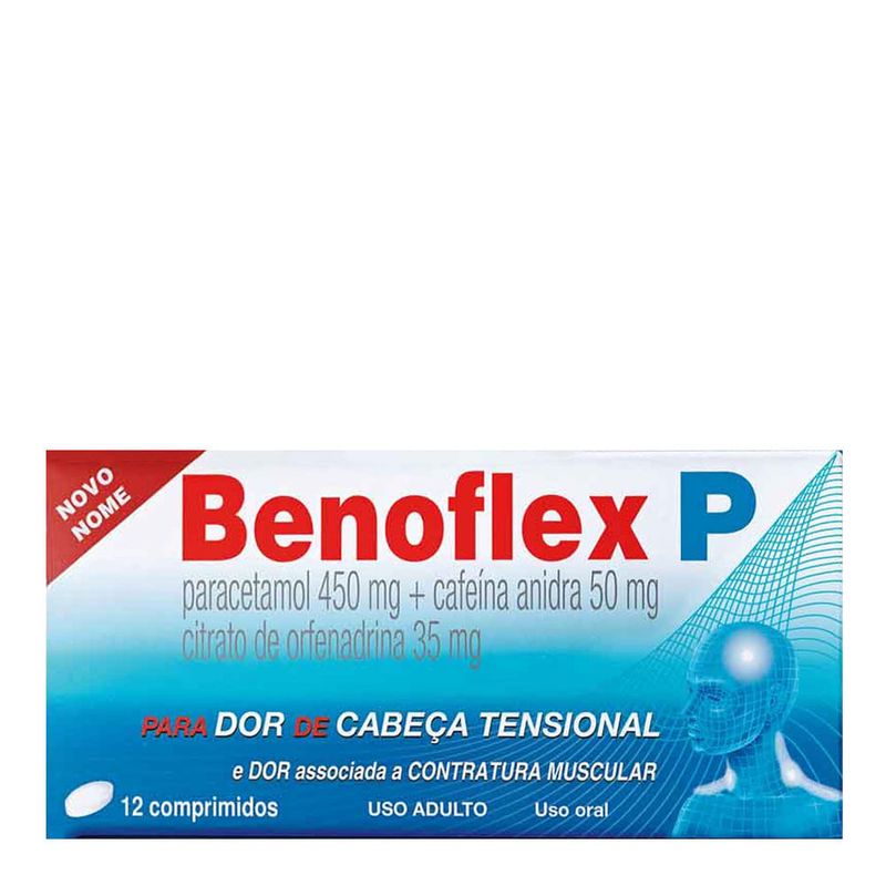 Sanofi Benoflex P Analgésico e Relaxante Muscular 450mg + 50mg + 35mg 12 Comprimidos