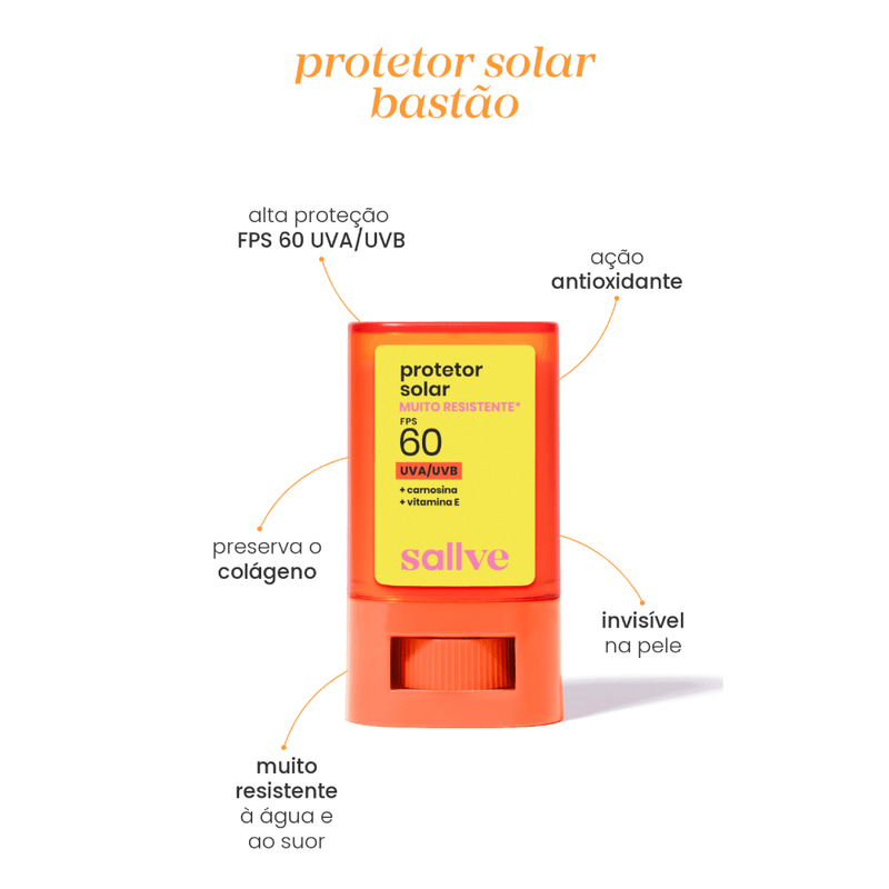 Protetor Solar Facial em Bastão FPS 60 Sallve - 15g