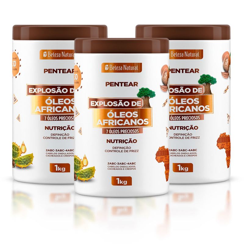 Kit Creme Pentear Explosão de Óleos Africanos 1Kg (3 itens)