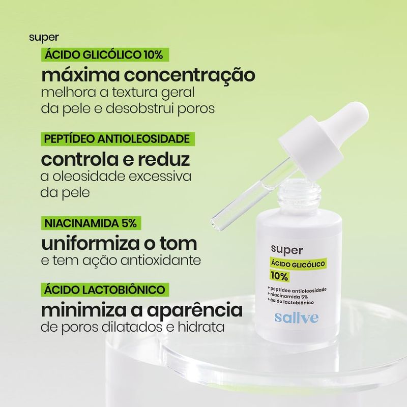 Super Àcido Glicólico 10% Sérum Facial Sallve - 30 ml