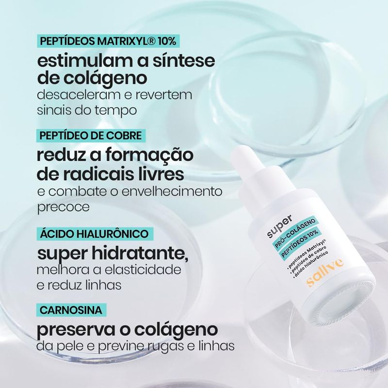 Sérum Facial Super Pró-Colágeno Peptídeos 10 Sallve - 30ml