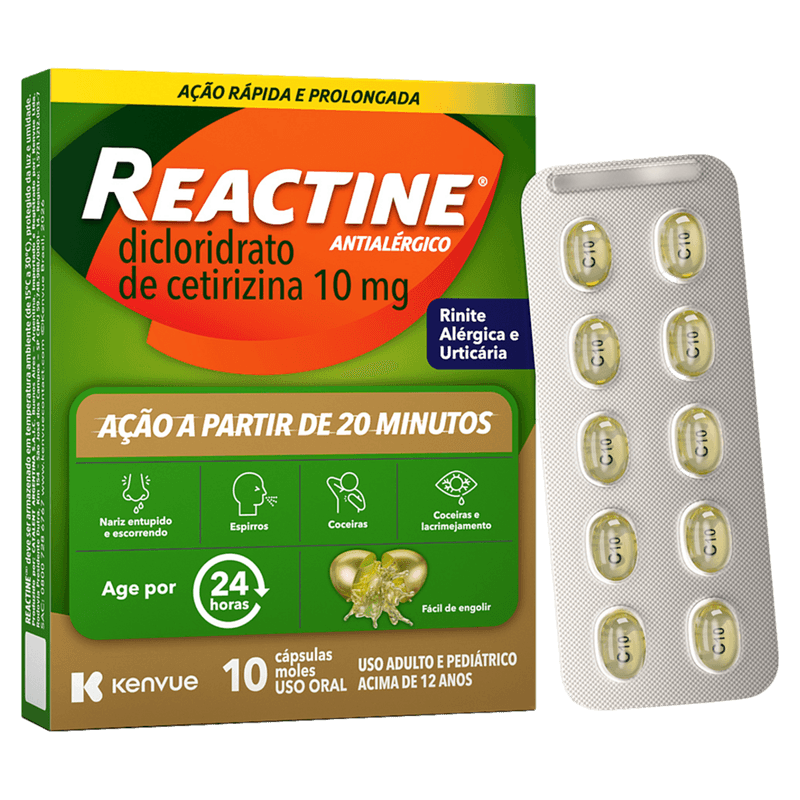 Reactine 10mg 10 Cápsulas Gelatinosas Moles