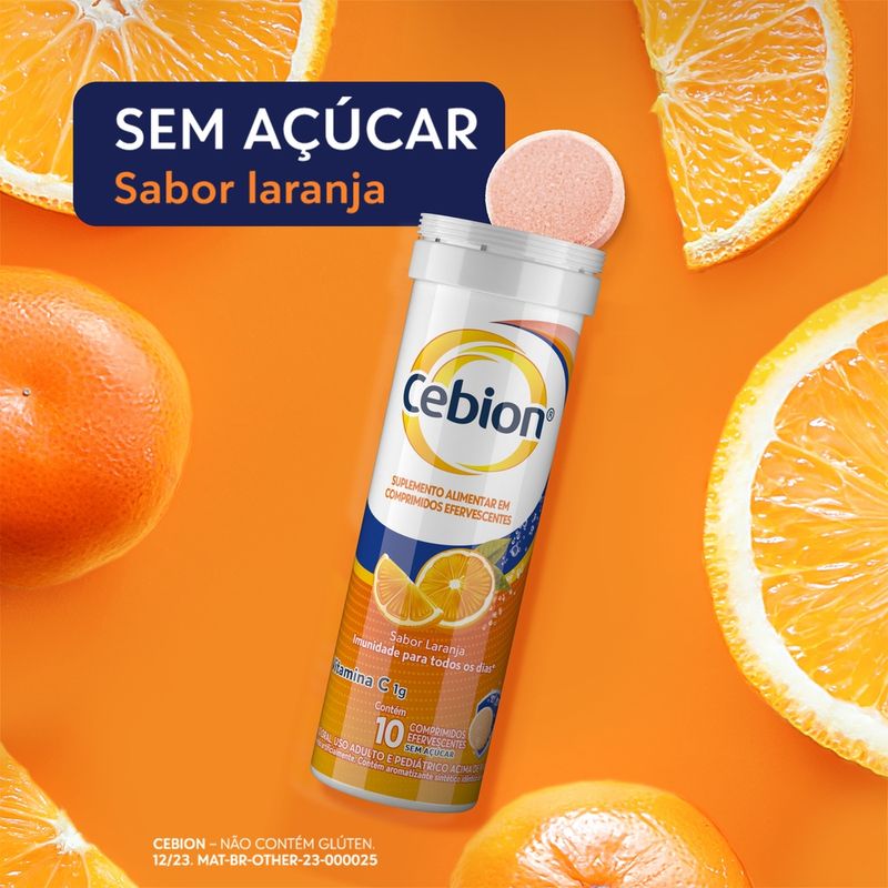 Cebion Vitamina C 1g Laranja - 10 Comprimidos Efervescentes