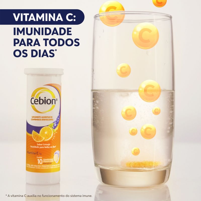 Cebion Vitamina C 1g Laranja - 10 Comprimidos Efervescentes