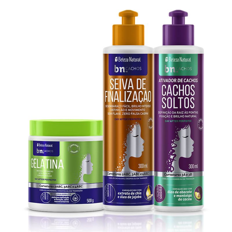 Kit Trio de Finalização Gelatina + Seiva + Ativador Cachos Soltos