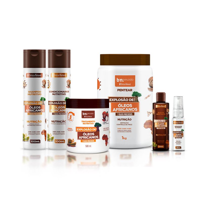 Kit Explosão de Óleos Africanos com Óleo Reparador de Pontas e Umectação
