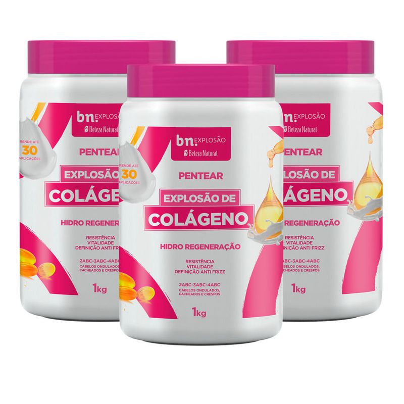 Kit Creme de Pentear Explosão de Colágeno 1Kg (3 itens)