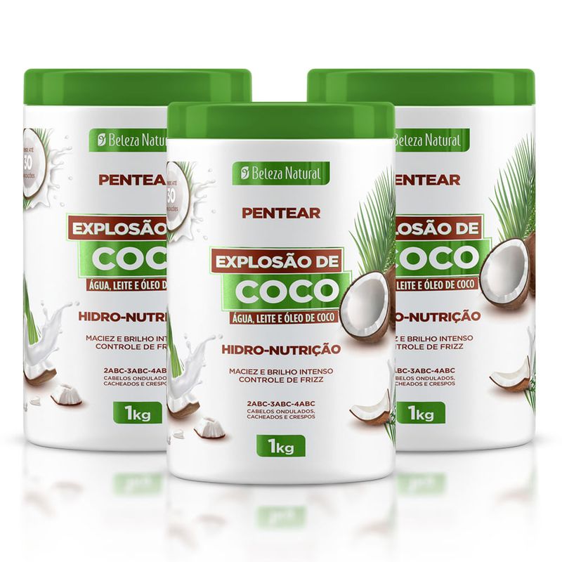 Kit Creme de Pentear Explosão de Coco 1Kg (3 itens)