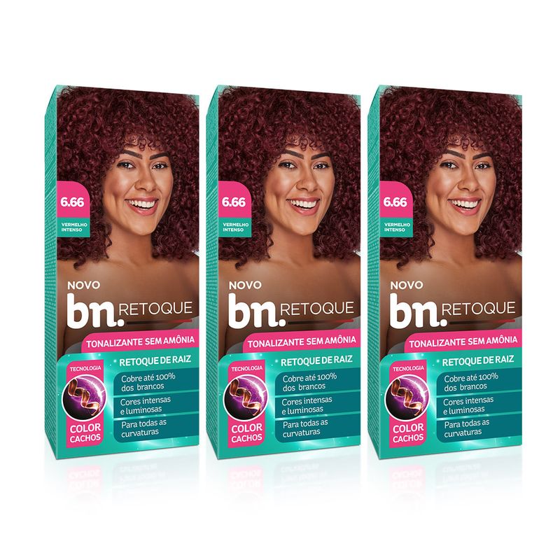Kit Tonalizante Vermelho Inteso 666 Sem Amônia 90g (3 itens)