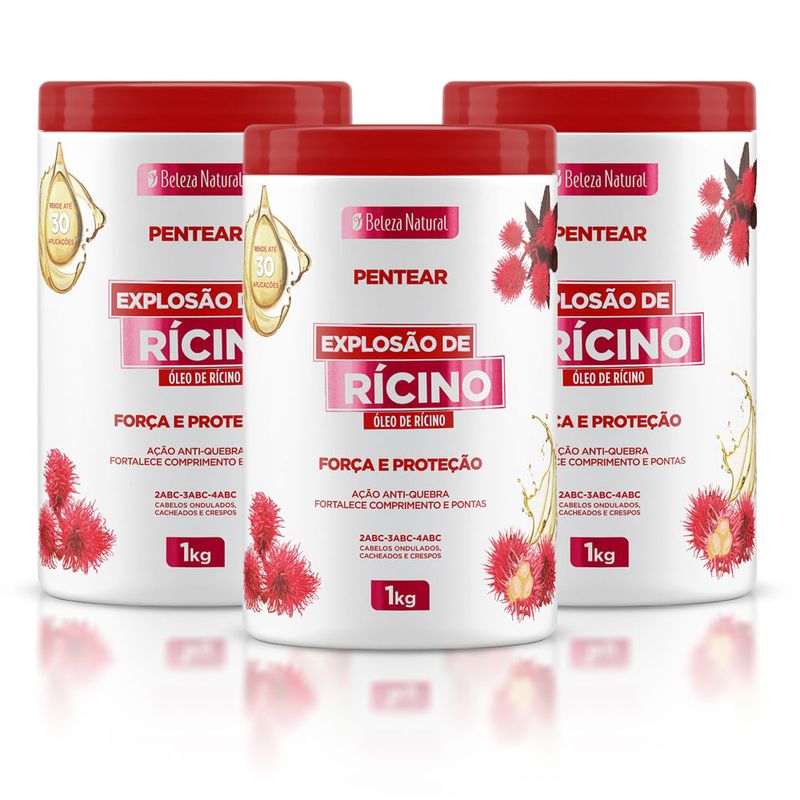 Kit Creme de Pentear Explosão de Rícino 1Kg (3 itens)