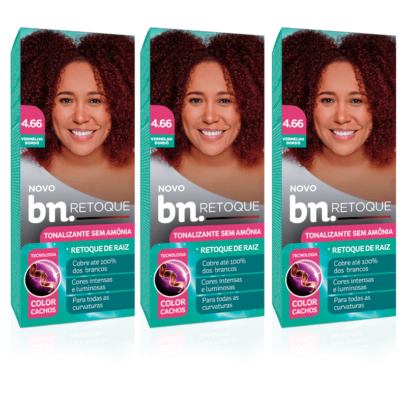 Kit Tonalizante Vermelho Bordô 466 Sem Amônia 90g (3 itens)